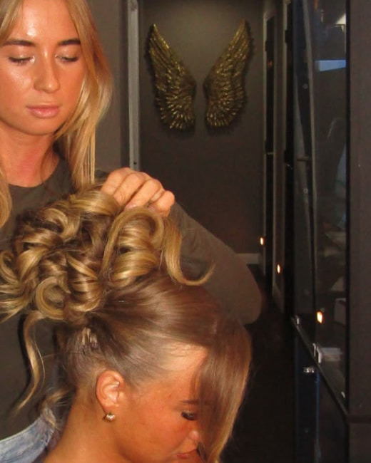 Real client hair up being styled